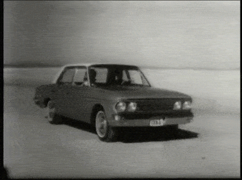 In this commercial, a US-made Rambler travels over a desert plain.