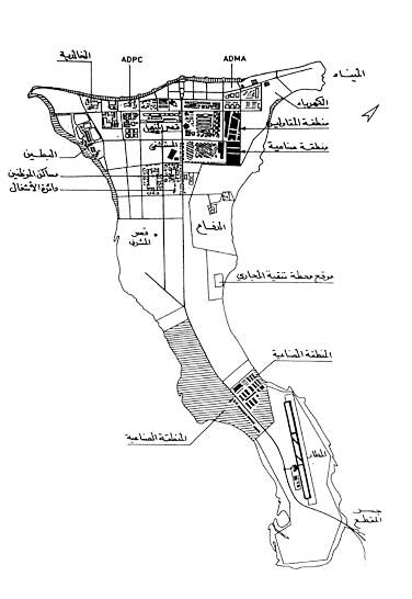 Dr. Makhlouf’s drawing of Abu Dhabi from December 1968, when he first arrived in the emirate. It is arguably the first comprehensive map of Abu Dhabi’s ongoing and proposed development. Drawing courtesy of Abdulrahman Makhlouf.